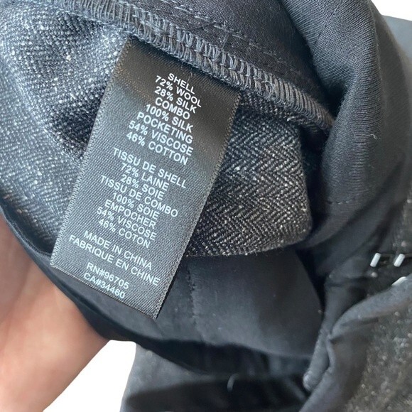 Rebecca Taylor Womens 12 Tailored Trouser Pant Charcoal Gray Herringbone Pleated - Picture 7 of 15